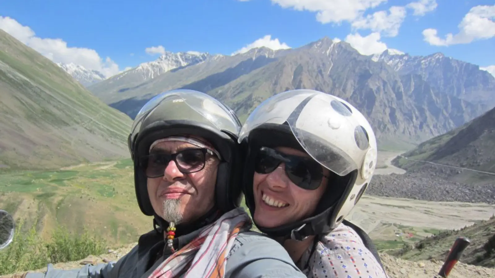 Zeev and Delphine pause for a selfie during their Himalayan ride.