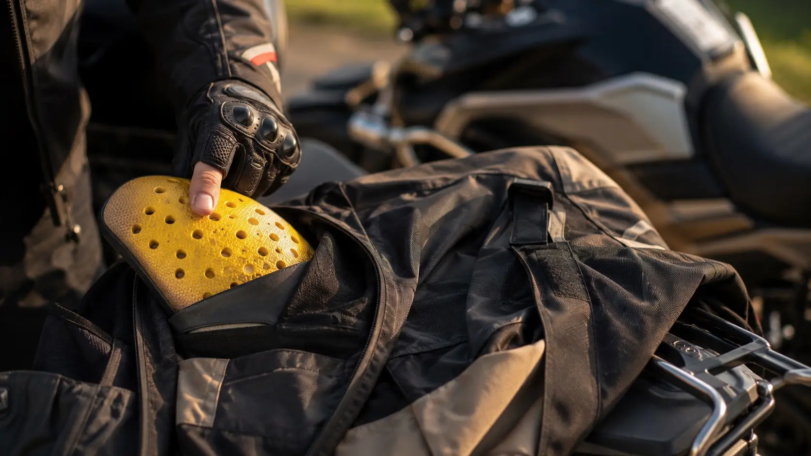 Removing a shoulder protector from a riding jacket