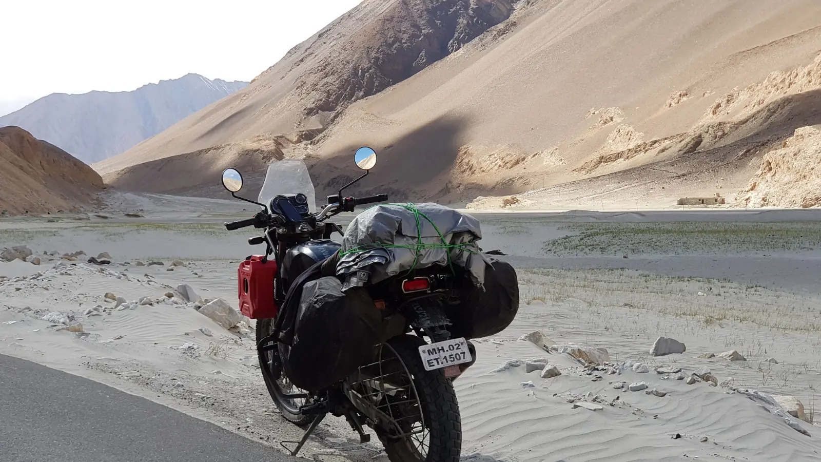 Royal Enfield Himalayan overlooking the Drass landscape