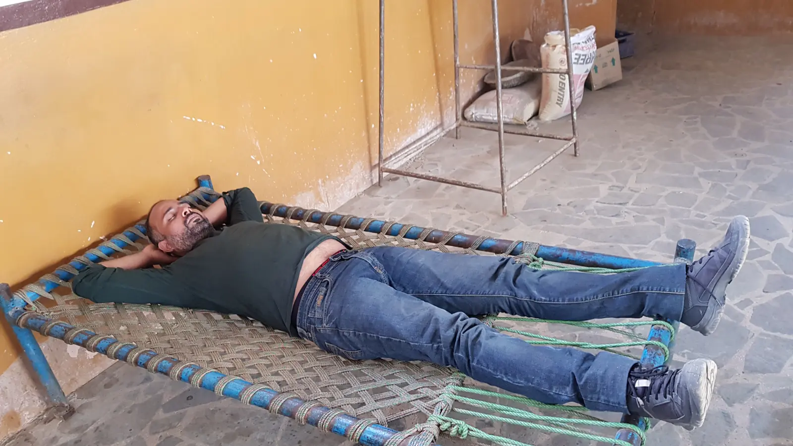 Rider resting after a long day on the road